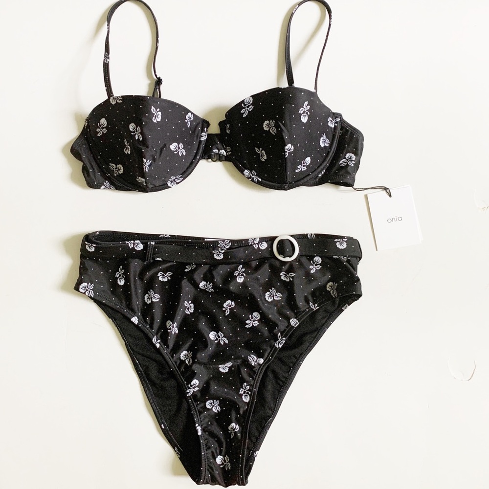 NWT Onia Black Floral Bikini Set